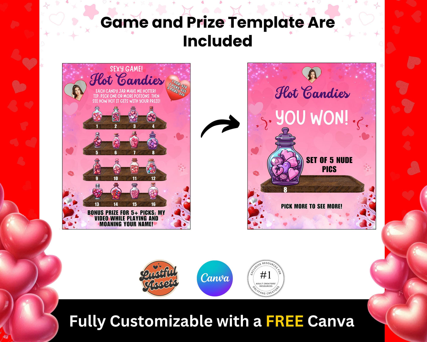ONLYFANS Valentine's Tip Game| Onlyfans Tipping game idea, February Templates bundle, Valentine Content, Camgirls, Fansly Snap interactive