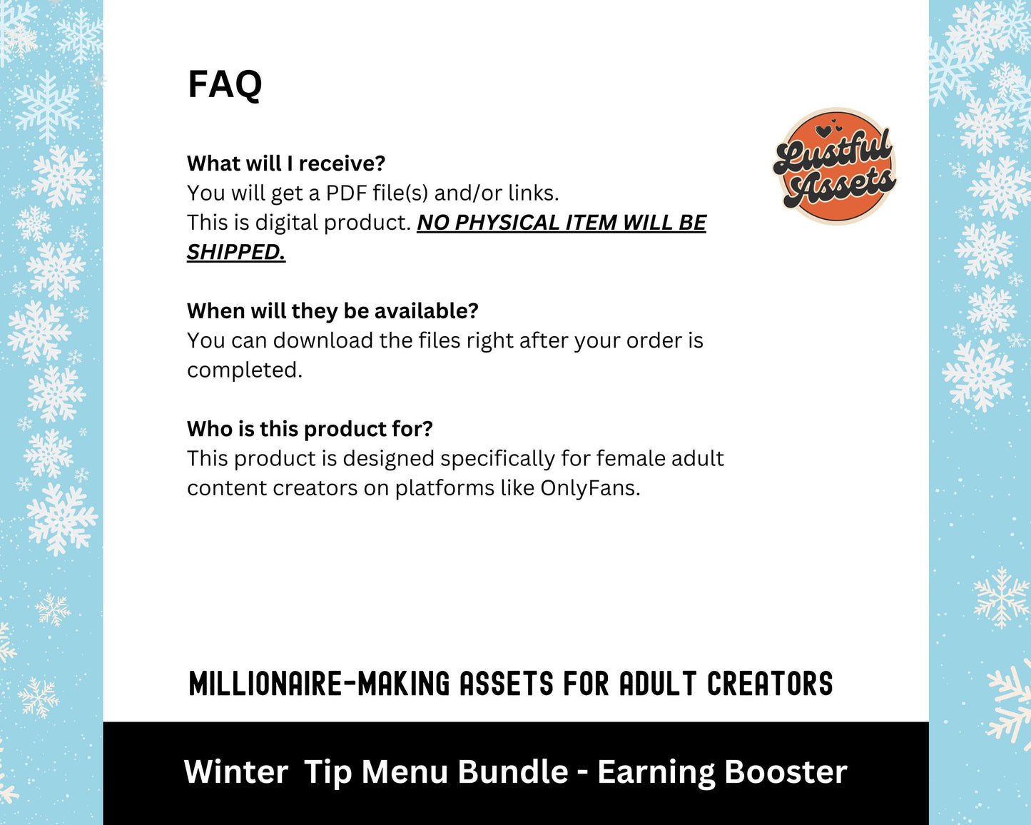 ONLYFANS Tip Menu Winter Themed Bundle | Onlyfans Tipping Menu Game, Theme Canva Creators camgirls, OF Fansly Snap Template New Year