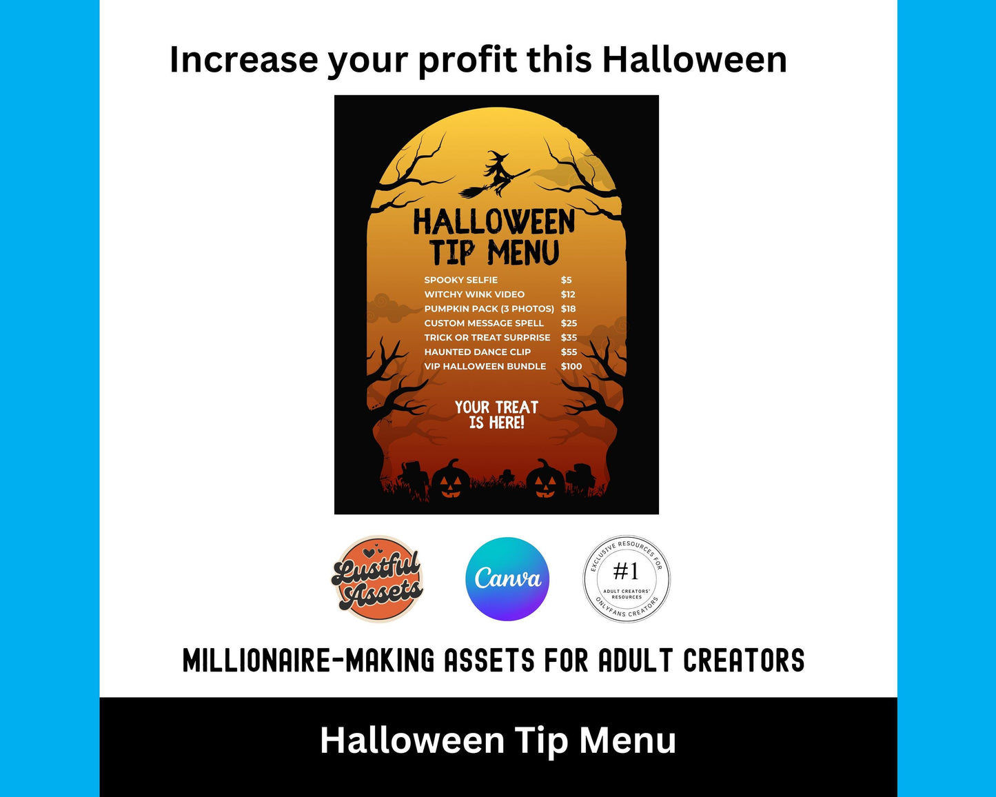 OnlyFans Tip Menu for Halloween | Editable Canva Template | Spooky Digital Tipping Guide for Content Creators| OF, Fansly | custom menu