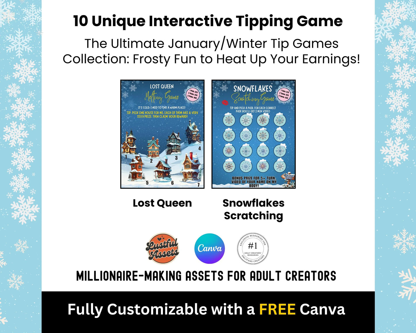 ONLYFANS Tip Games Winter Animated Themed Templates| Onlyfans Winter Tipping Game kit, Winter Canva Creators camgirls, OF Fansly Snap Script