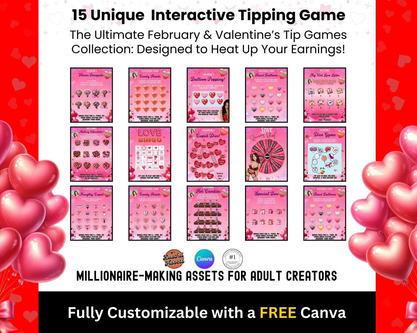 ONLYFANS Valentine's Templates, February Templates | Only fans Valentine game bundle idea, First to Tip menu, Content Camgirls, Fansly Snap