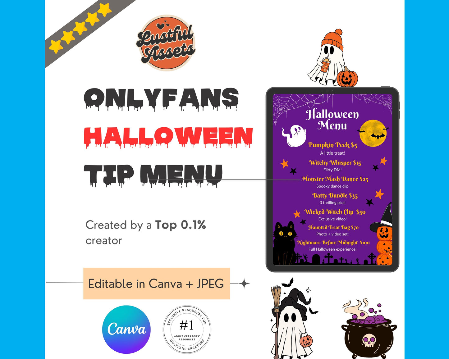 OnlyFans Halloween Tip Menu & Fansly | Editable Canva Template for Digital Creators | Spooky-Themed Tipping Menu for camgirls