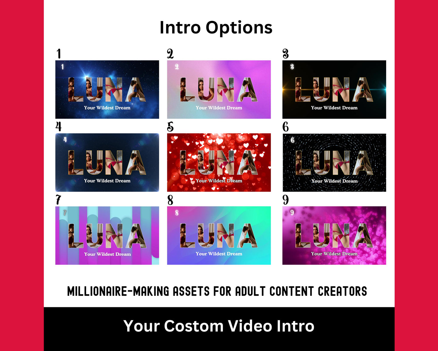 ONLYFANS Custom Intro Video | Customizable Professional Intro 3x, Social Media Branding Kit for Models, Camgirl & Fansly OF, Snapchat