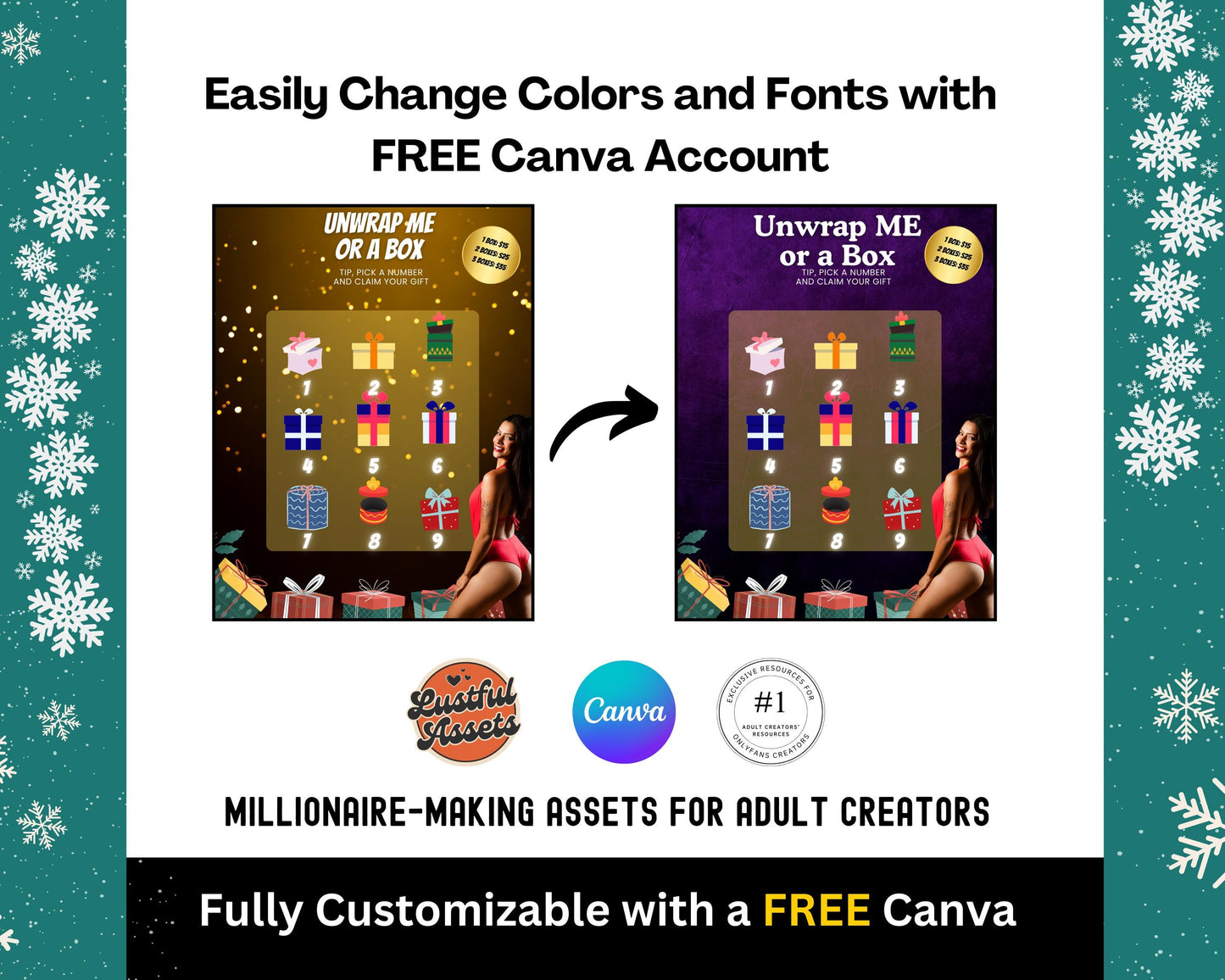 ONLYFANS Boxing Day Templates| Onlyfans Games boxing day, OnlyFans Sales, Promo Ideas kit, Canva Creators camgirls, OF Fansly Snap Template