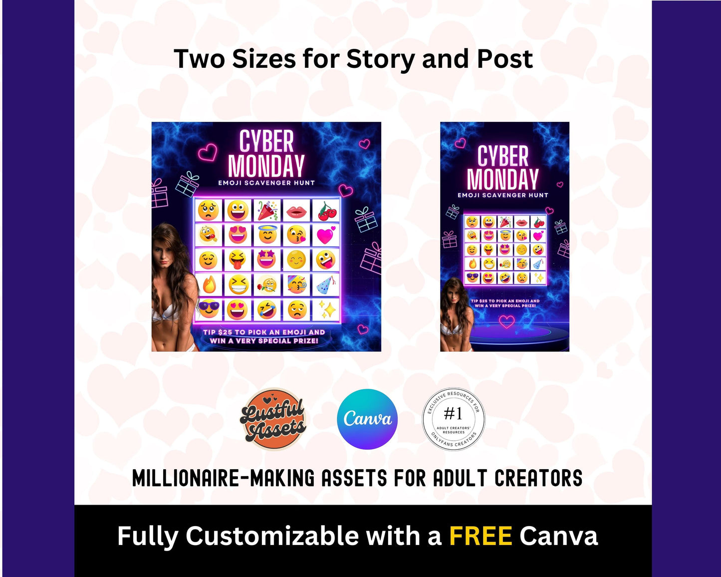 ONLYFANS Cyber Monday Tipping game Emoji Scavenger Hunt| Tip Game Onlyfans Idea Canva Templates, OF, Fansly Snapchat, camgirls, creators