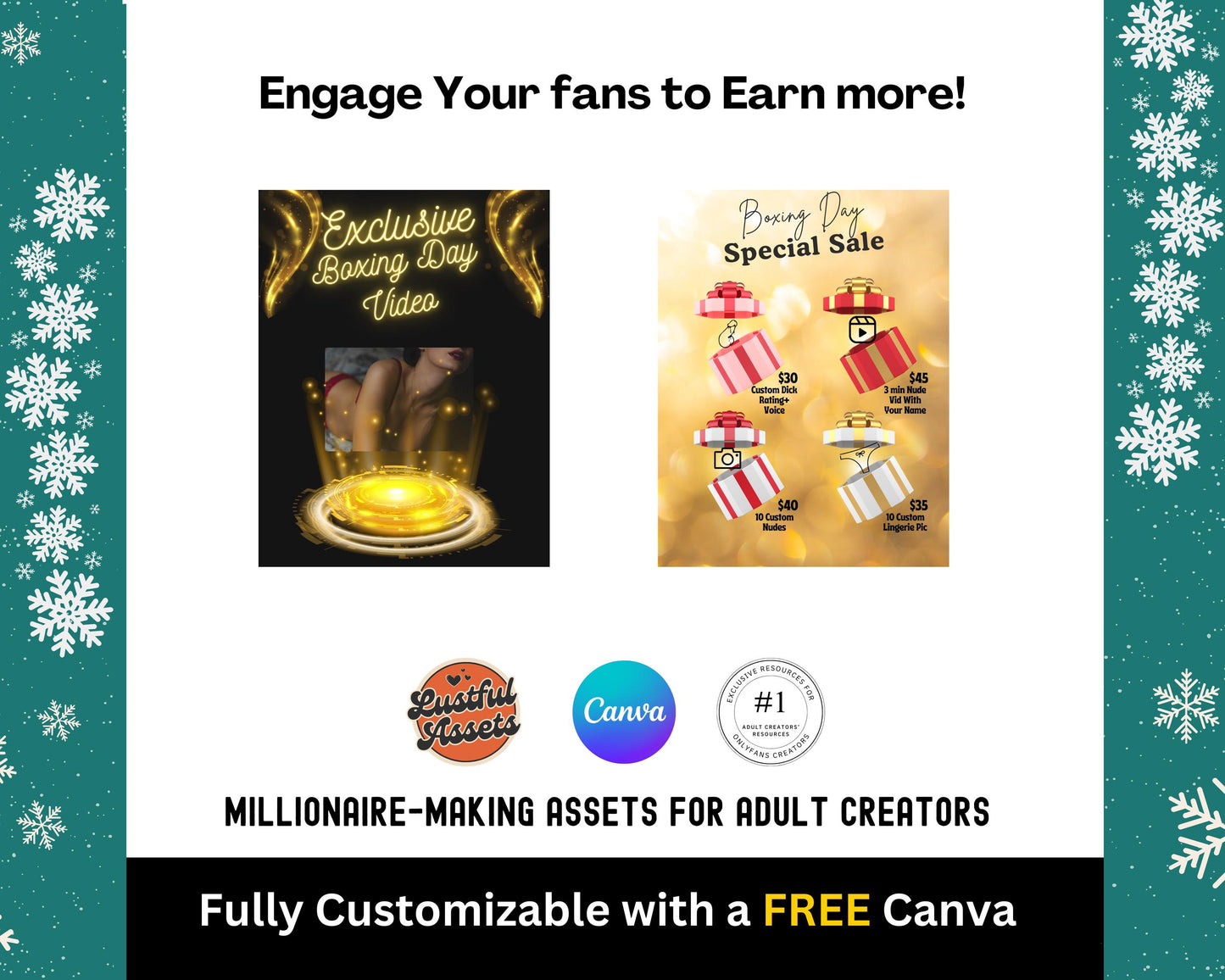 ONLYFANS Boxing Day Templates| Onlyfans Games boxing day, OnlyFans Sales, Promo Ideas kit, Canva Creators camgirls, OF Fansly Snap Template
