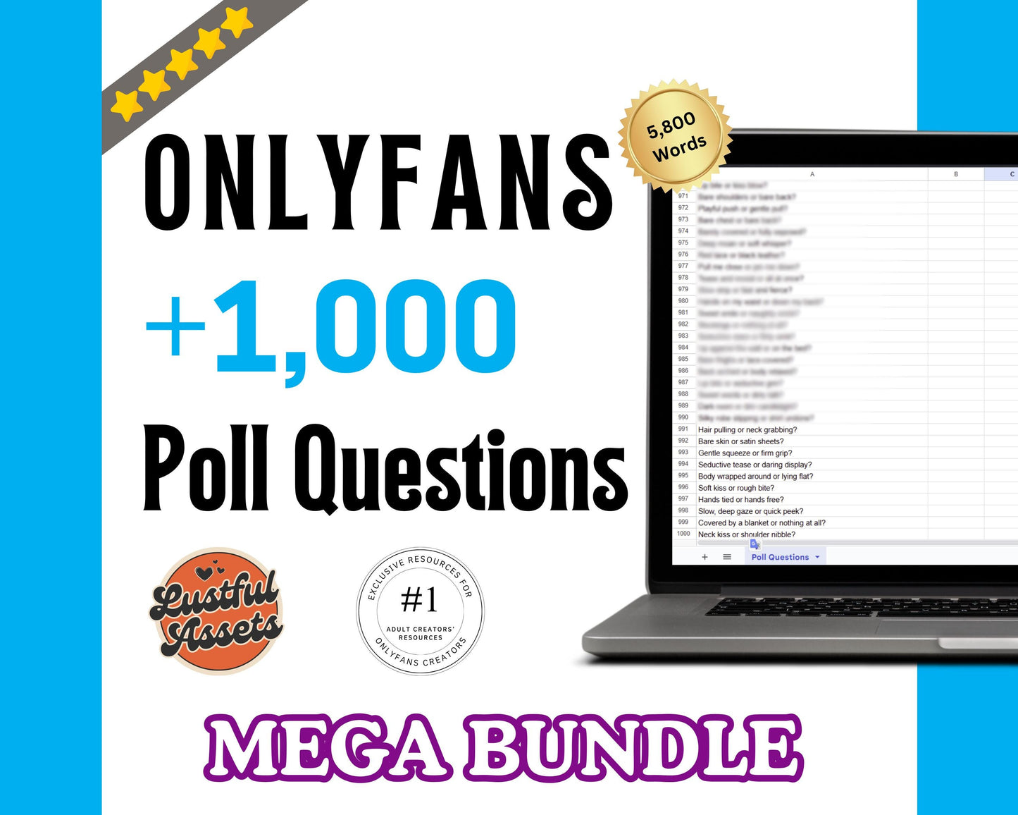 Onlyfans 1000 Poll Questions Bundle| Mega Adult Content Creators DM, Camgirls Fansly Users, OF ideas, Twitch & Snapchat, Marketing Post