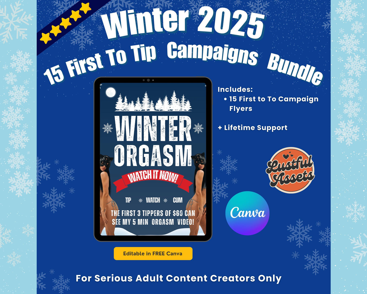 ONLYFANS First to Tip Campaign Bundle | OnlyfansTipping winter Themed Flyers Menu Game, Promo Canva Creators camgirls, OF Fansly Snapchat