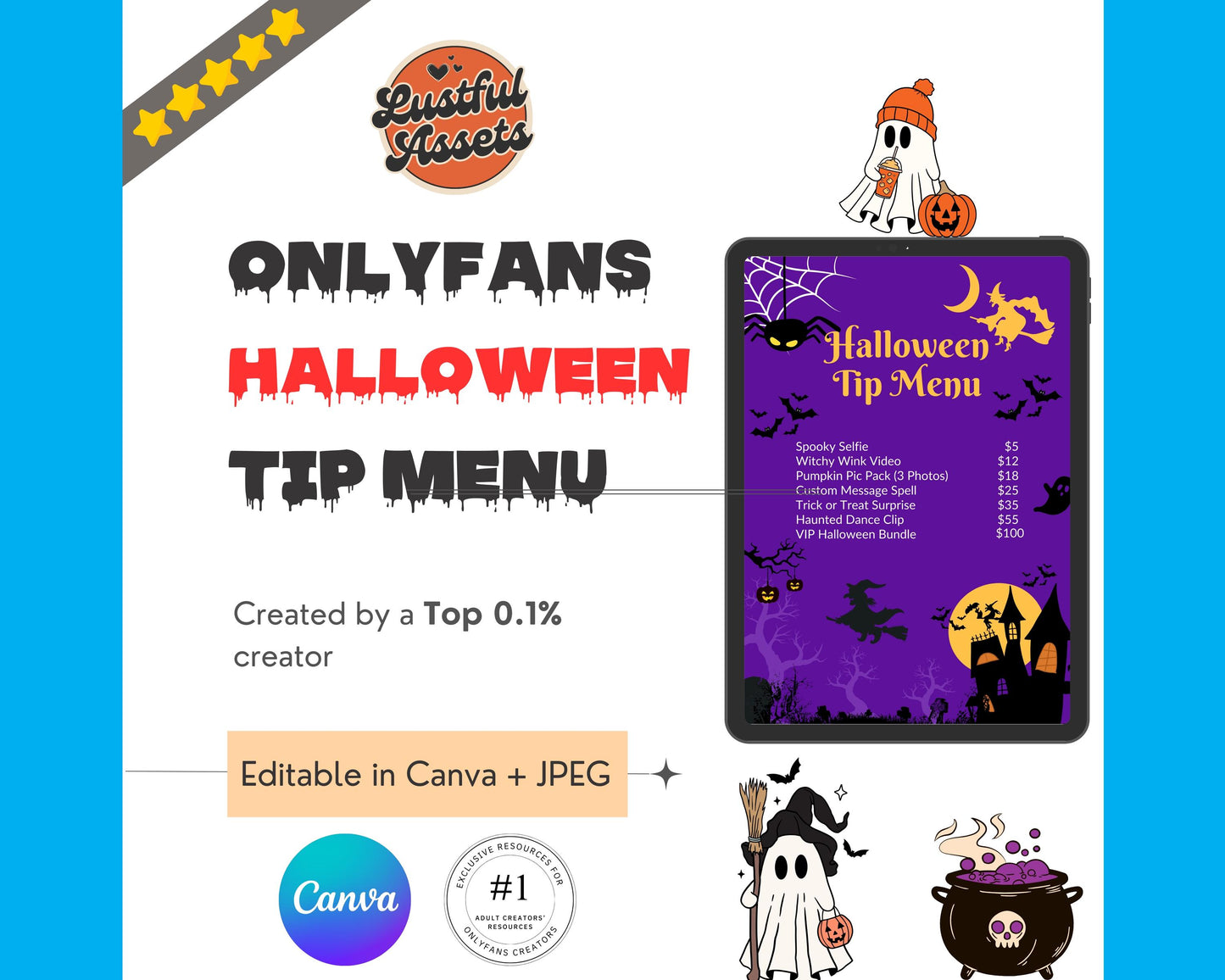 Halloween Tip Menu for OnlyFans & Fansly | Editable Canva Template | Spooky Digital Tipping Guide for Content Creators | custom menu