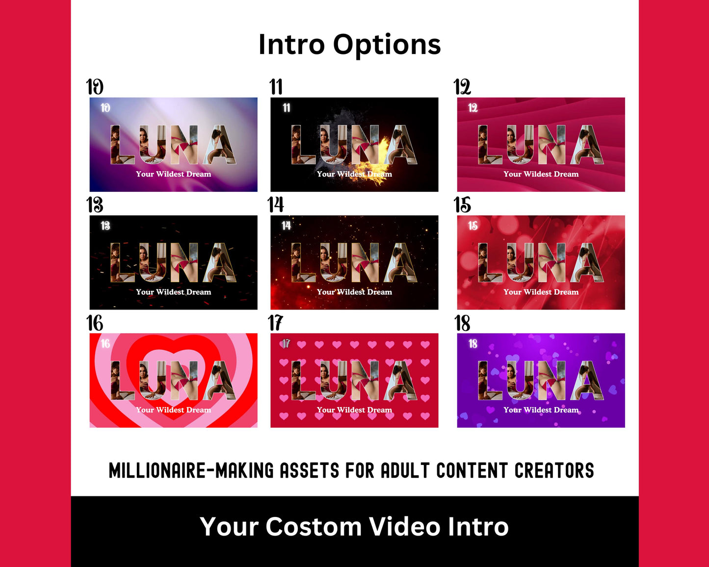 ONLYFANS Custom Intro Video | Customizable Professional Intro 3x, Social Media Branding Kit for Models, Camgirl & Fansly OF, Snapchat