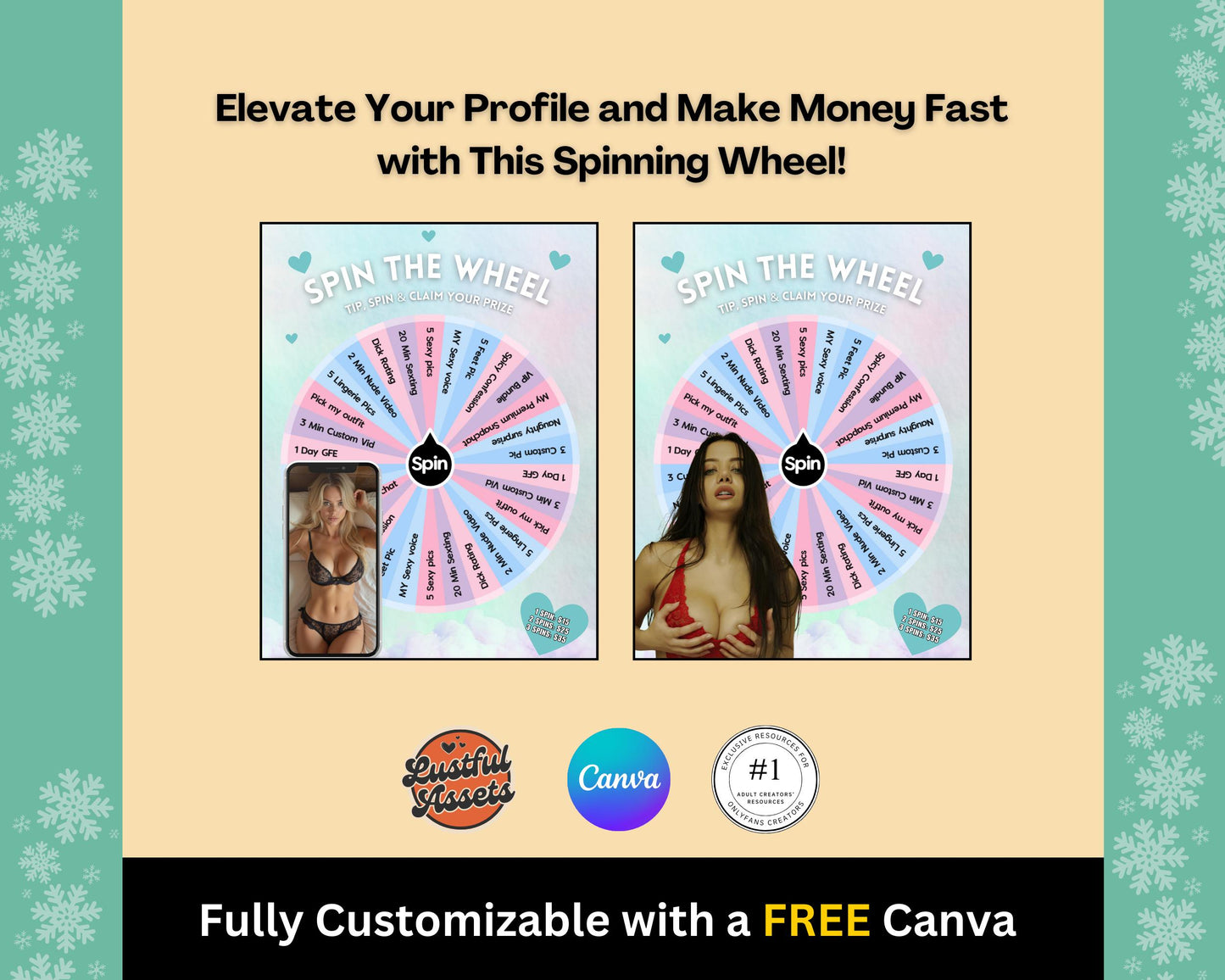 ONLYFANS Spin The Wheel Tip Game Template| Only fans Spinning Wheel Promo Graphic Tipping game idea Templates, Camgirls, Fansly Snapchat