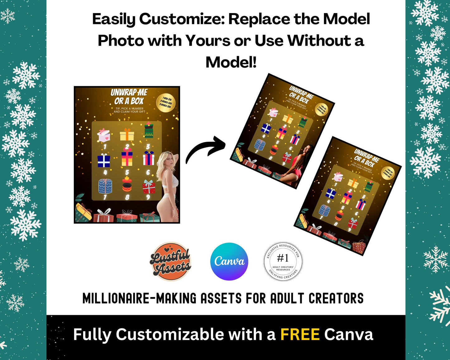 ONLYFANS Boxing Day Templates| Onlyfans Games boxing day, OnlyFans Sales, Promo Ideas kit, Canva Creators camgirls, OF Fansly Snap Template