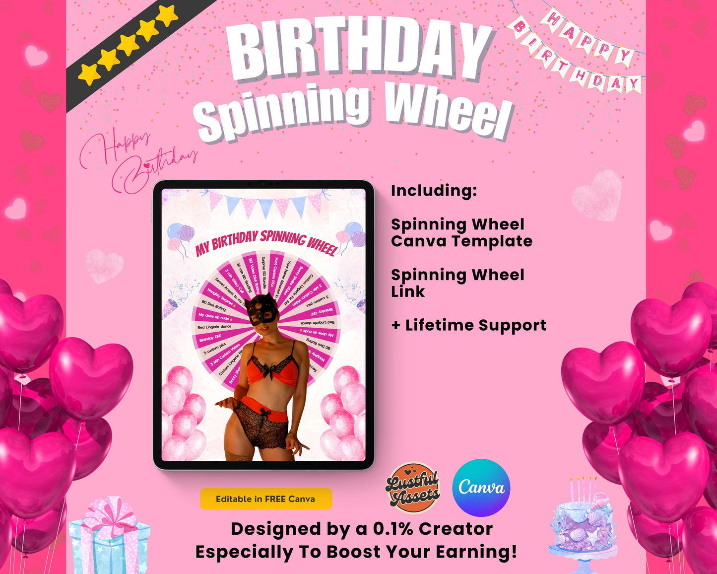 ONLYFANS Birthday Spin The Wheel Tip Game Template| Only fans Promo Graphic Tipping game idea Templates, Camgirls, Fansly Snapchat Marketing