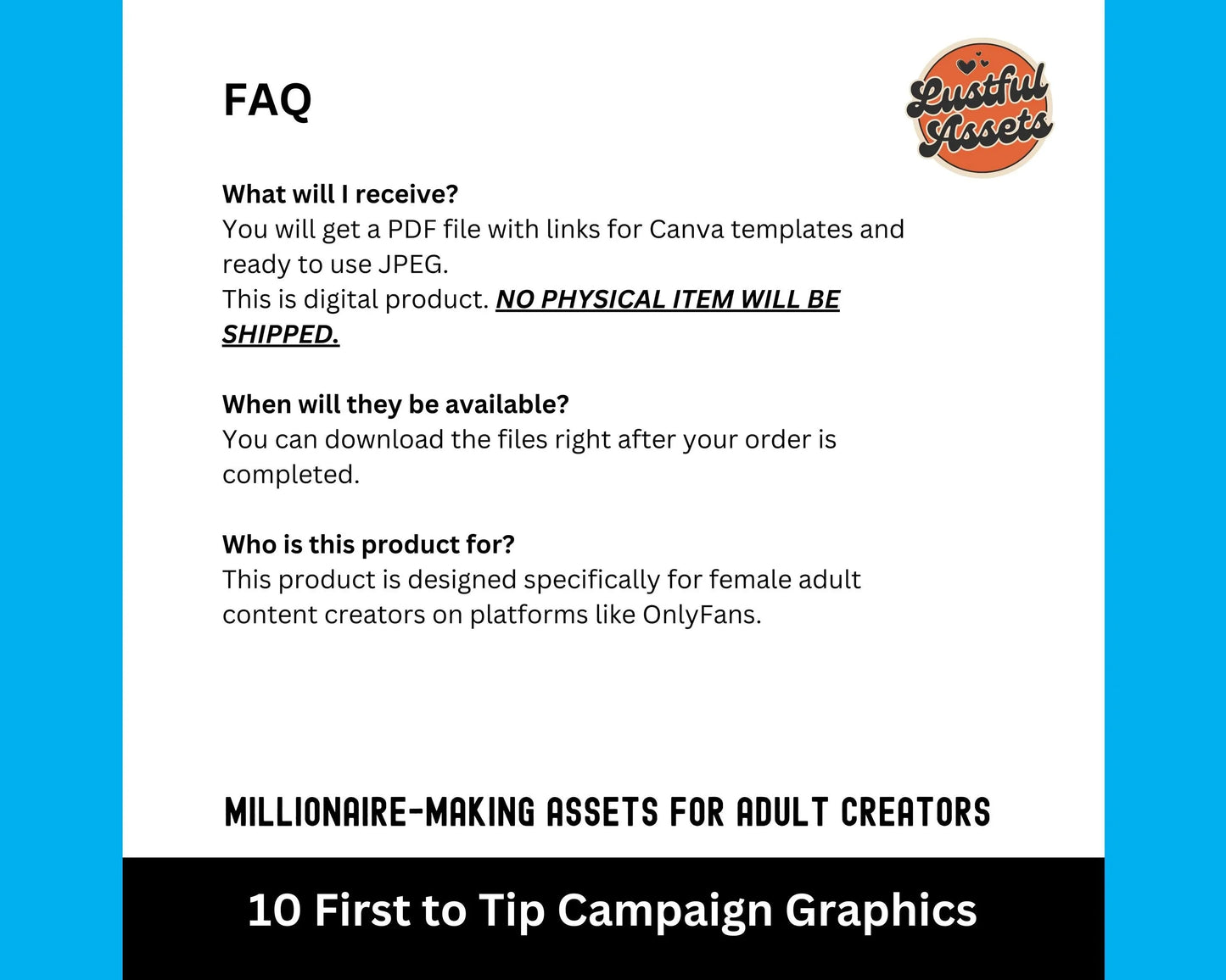 ONLYFANS First to Tip Campaign| Creative Template for Creators, Digital Camgirl | Canva graphic and ready to use & Fansly, OF idea Menu