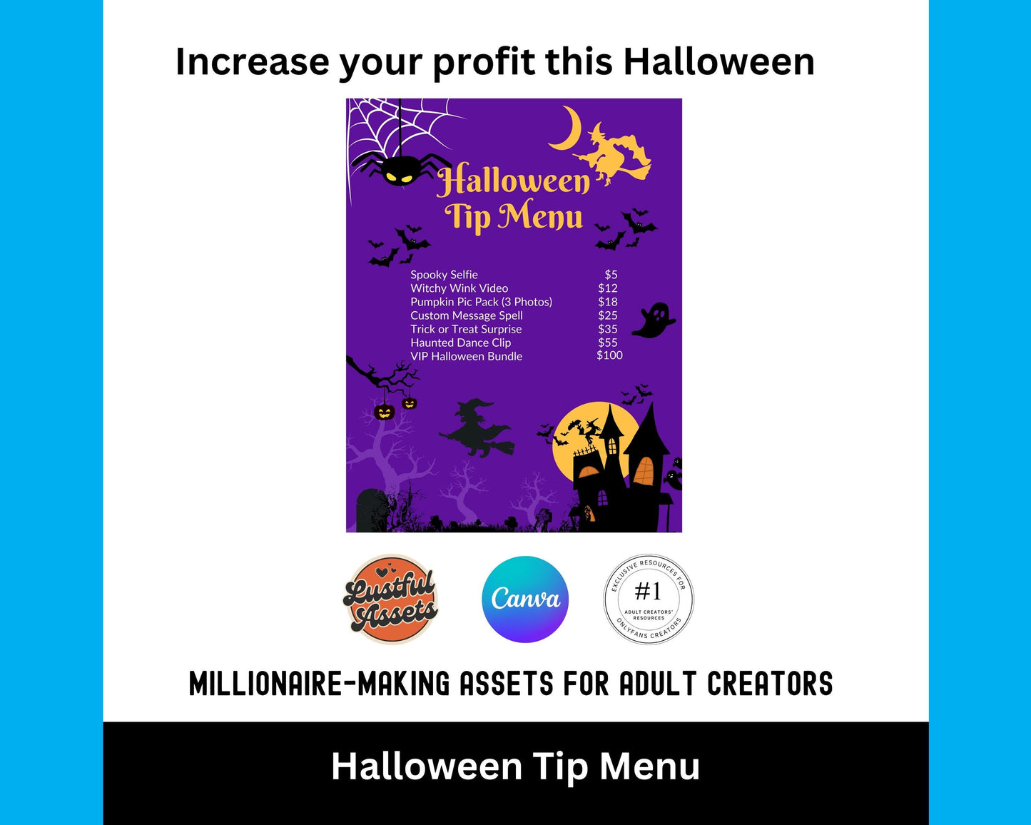 Halloween Tip Menu for OnlyFans & Fansly | Editable Canva Template | Spooky Digital Tipping Guide for Content Creators | custom menu