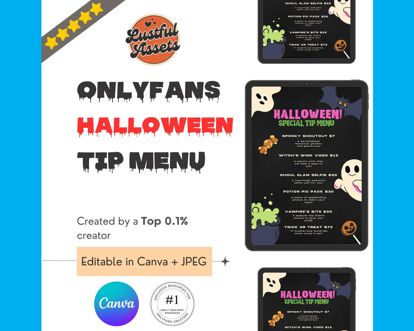 ONLYFANS Halloween Tip Menu | Editable Canva Tipping Template for Creators, Digital Camgirl & Fansly OF Tip Menu