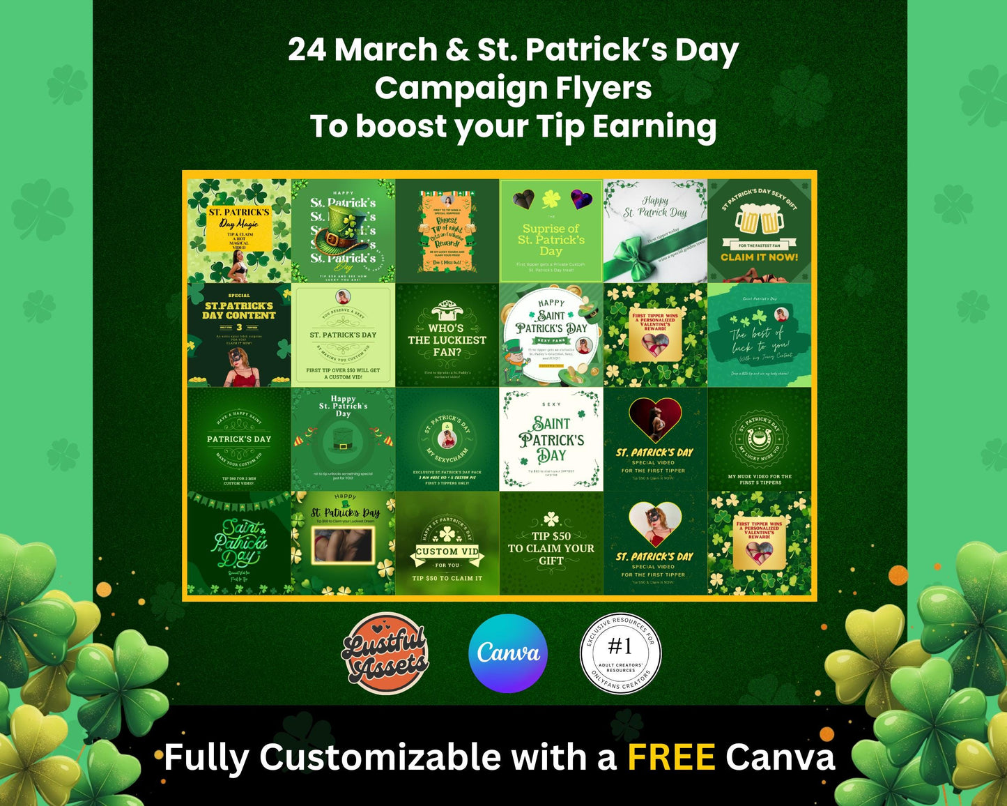ONLYFANS March Tip Game Campaign Flyer| Only fans promo Tipping game idea, St Patricks Templates bundle, Content, Camgirls, Fansly Snapchat