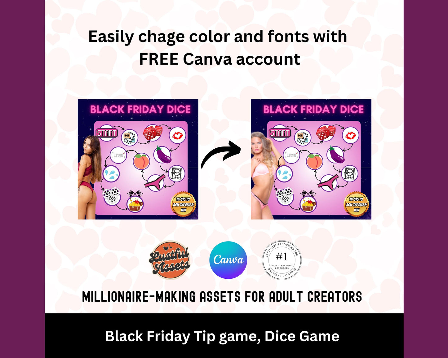 ONLYFANS Black Friday Tipping game, Dice | Onlyfans Tip Game Idea Templates, OF, Fansly Snapchat, camgirls, Content creators Bundle Theme
