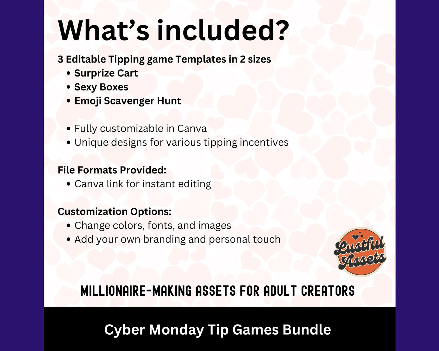 ONLYFANS Cyber Monday Tipping game Bundle| Tip Game Onlyfans Idea Canva Templates, OF, Fansly Snapchat, camgirls, creators Black Friday