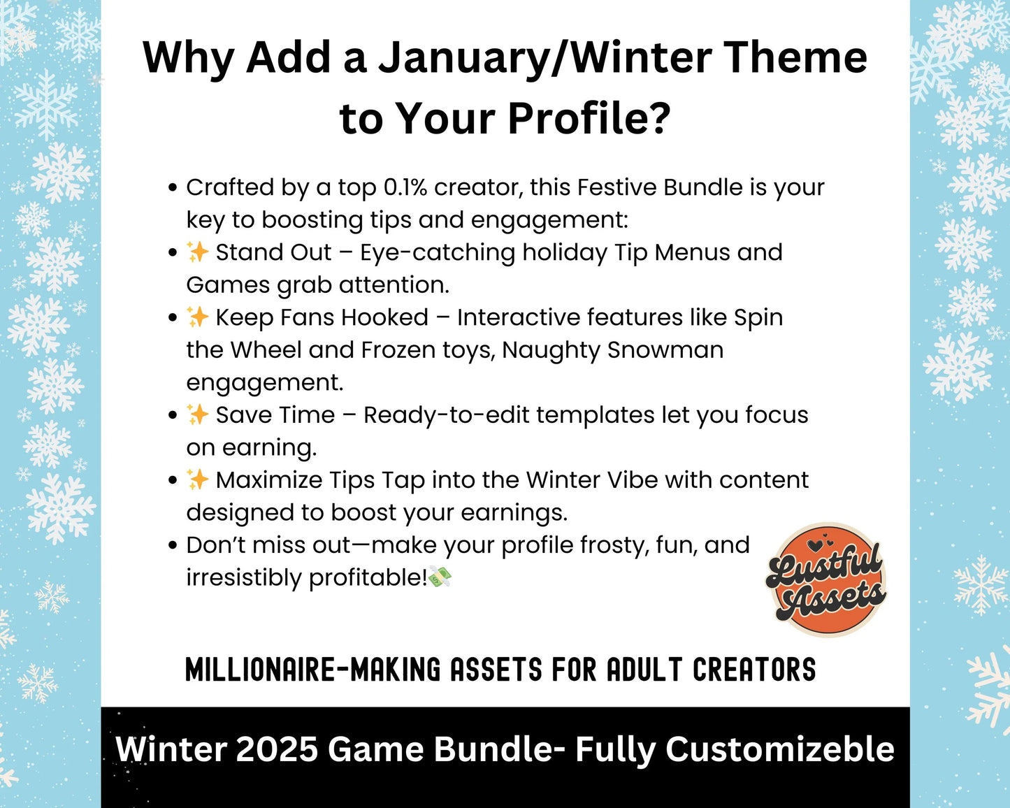 ONLYFANS Tip Games Winter Animated Themed Templates| Onlyfans Winter Tipping Game kit, Winter Canva Creators camgirls, OF Fansly Snap Script