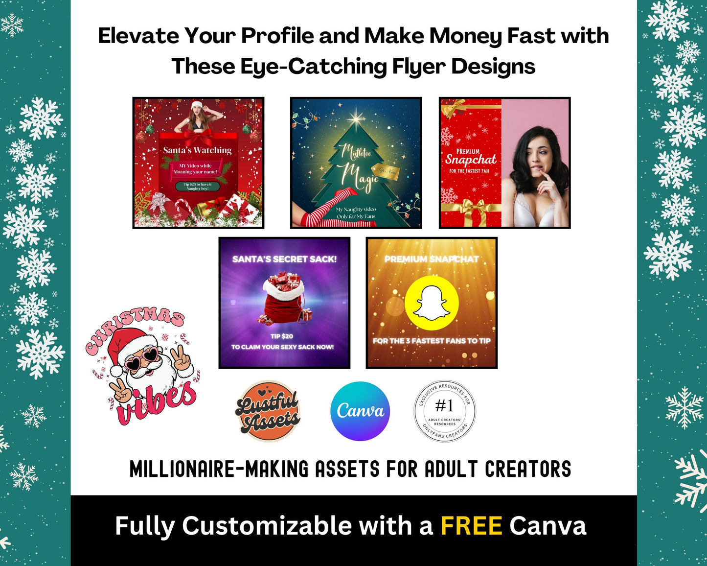 ONLYFANS Christmas Animated Flyers Bundle| December Themed Templates, Onlyfans Holiday Ideas, Christmas Tip Canva, Camgirls, OF, Fansly Snap