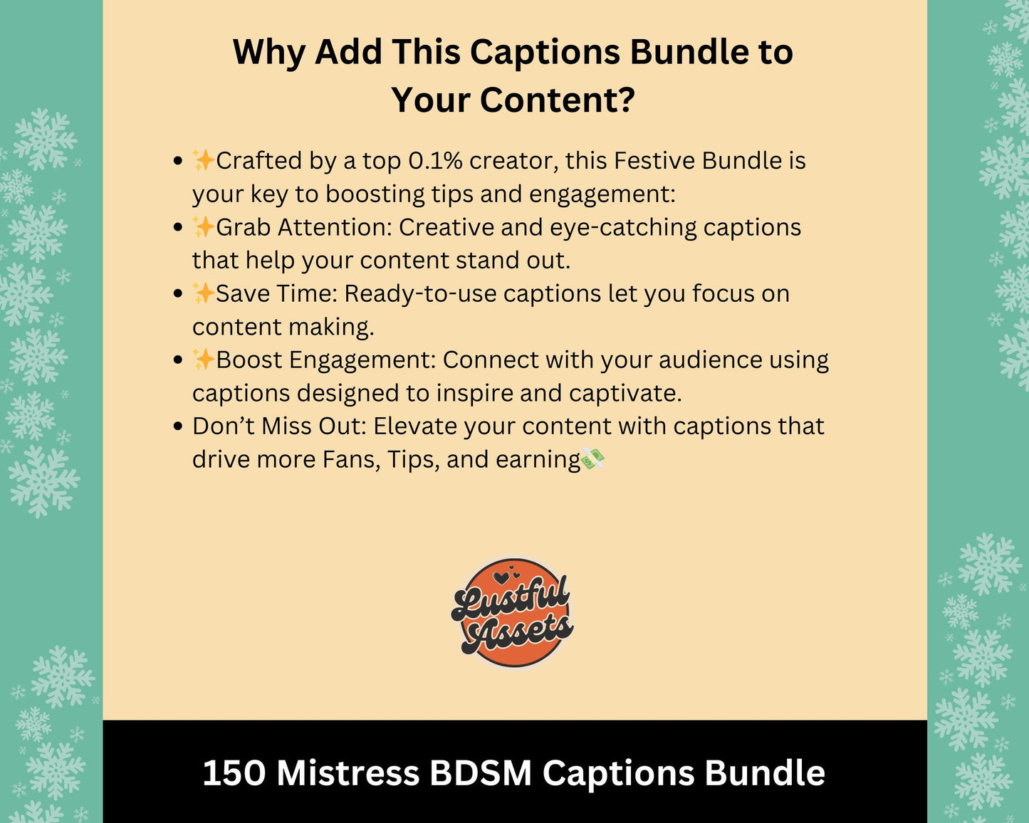 ONLYFANS Mistress BDSM Captions Bundle | Perfect for BDSM domme Posts, Only Fans ppv & Mass Messages ideas, Scripts, camgirls, Fansly Snap