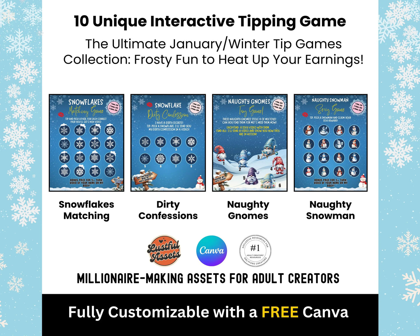 ONLYFANS Tip Games Winter Animated Themed Templates| Onlyfans Winter Tipping Game kit, Winter Canva Creators camgirls, OF Fansly Snap Script