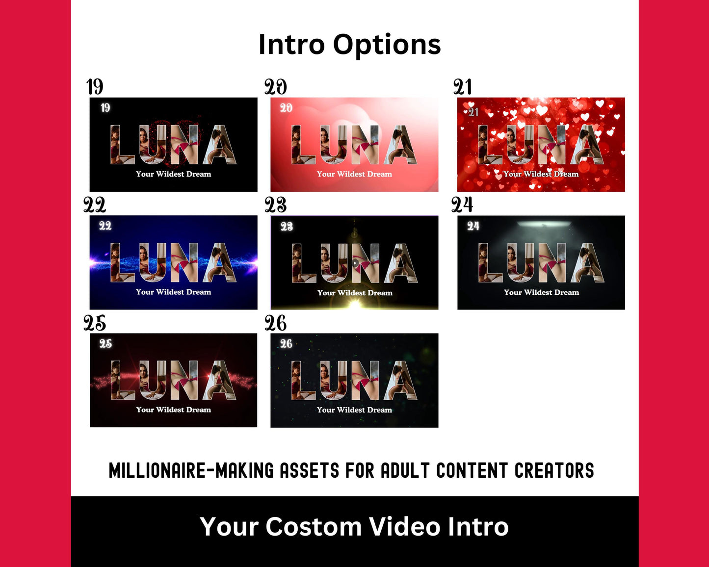 ONLYFANS Custom Intro Video | Customizable Professional Intro 3x, Social Media Branding Kit for Models, Camgirl & Fansly OF, Snapchat