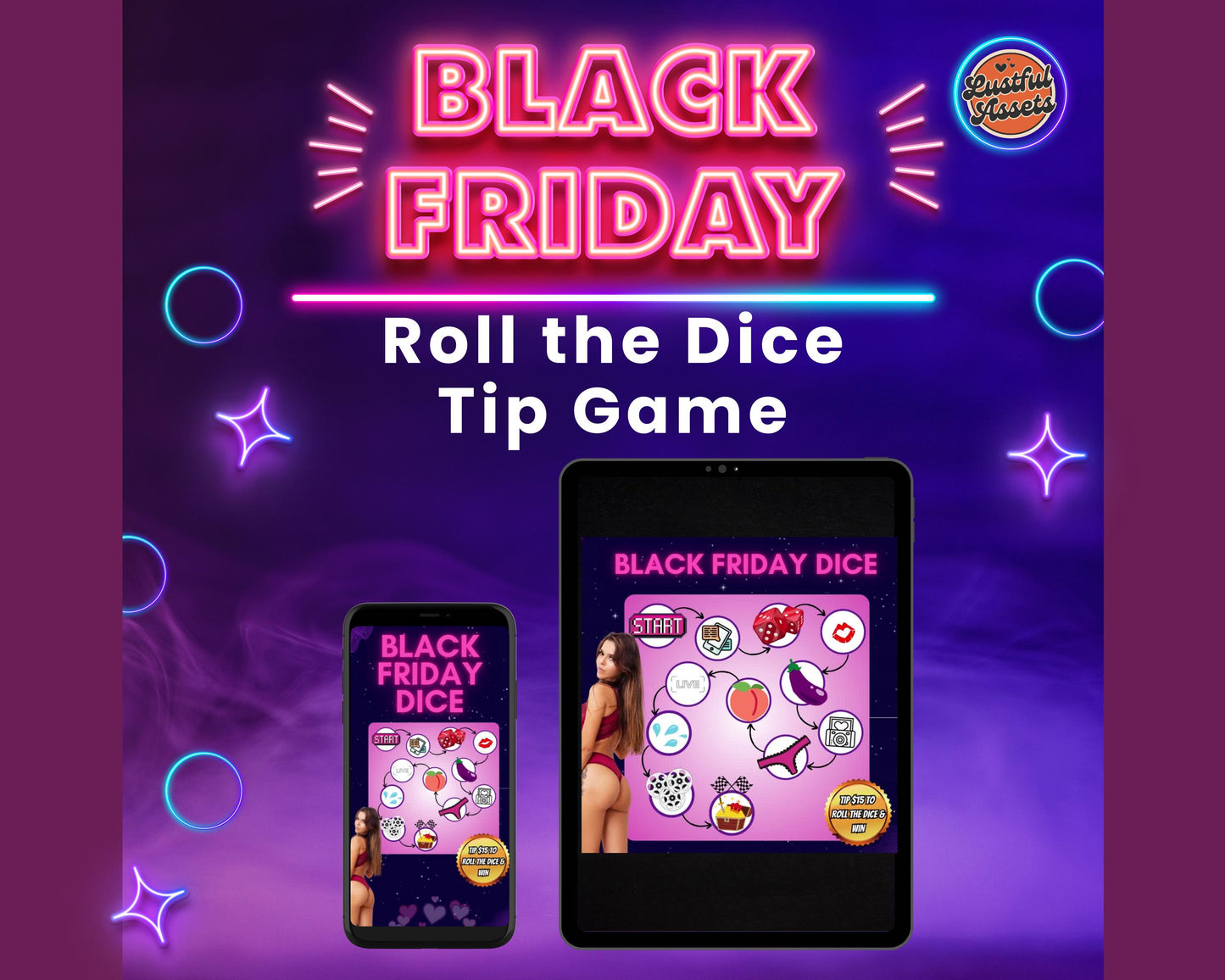 ONLYFANS Black Friday Tipping game, Dice | Onlyfans Tip Game Idea Templates, OF, Fansly Snapchat, camgirls, Content creators Bundle Theme