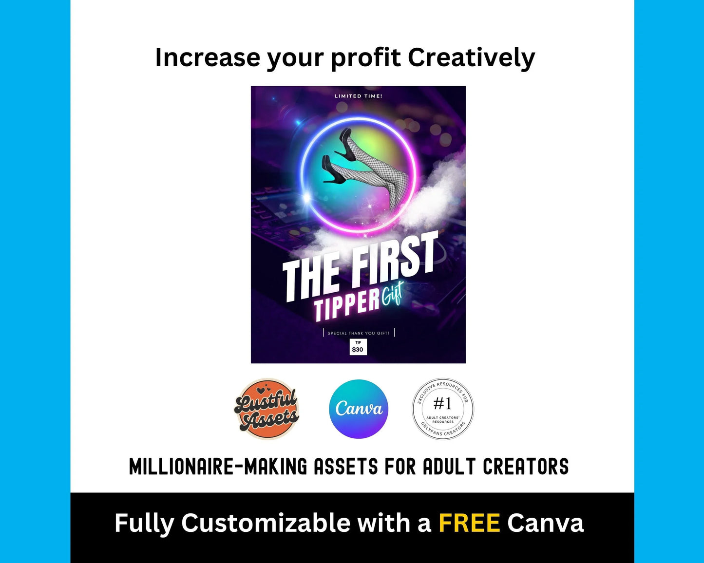 ONLYFANS First to Tip Campaign| Creative Template for Creators, Digital Camgirl | Canva graphic and ready to use & Fansly, OF idea Menu