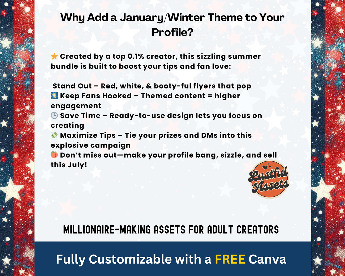 OnlyFans July 4th Tip Game Animated Flyer | Independence Day Theme Canva Template for adult content Creators, Camgirls & Fansly Snapchat