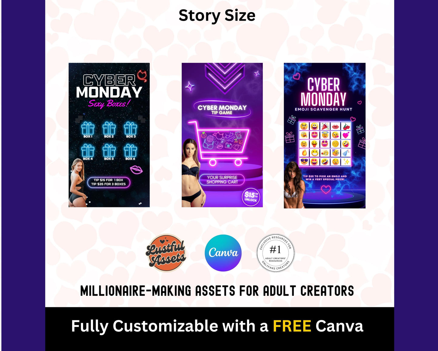 ONLYFANS Cyber Monday Tipping game Bundle| Tip Game Onlyfans Idea Canva Templates, OF, Fansly Snapchat, camgirls, creators Black Friday