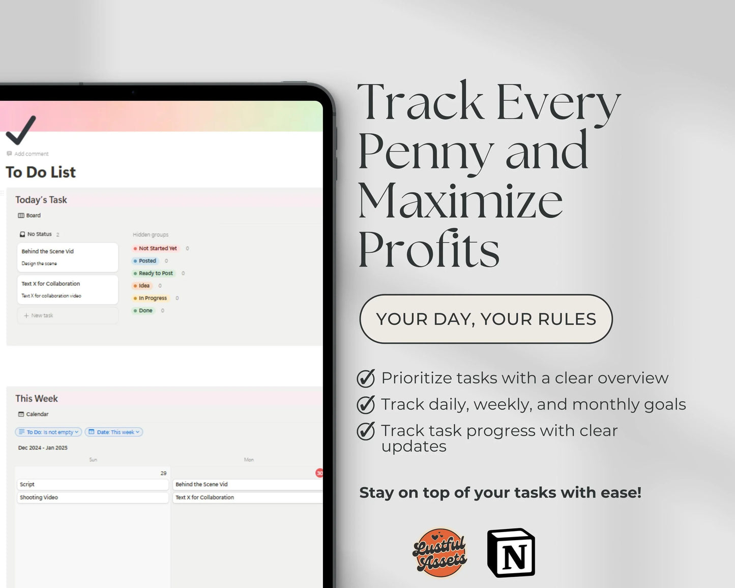 ONLYFANS Content Planner Notion Ultimate Tracker| Tip, Idea, Income Tracker Planner for content creators, Camgirls, Fansly, Snapchat