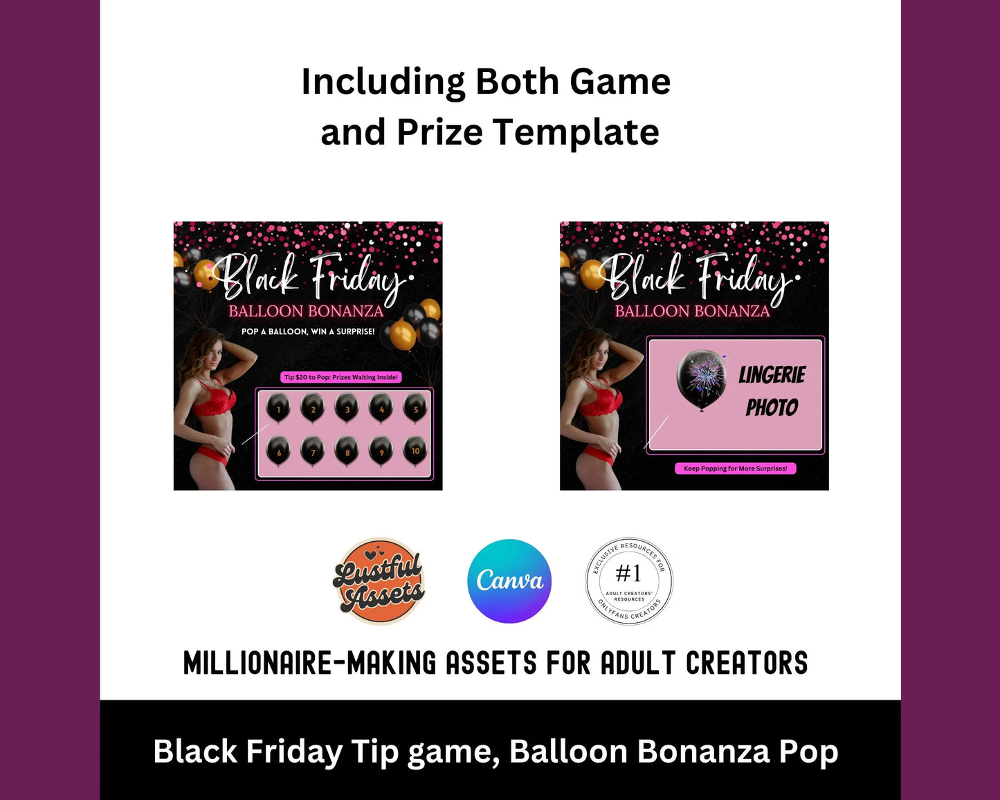 ONLYFANS Black Friday Tipping game, Balloon Pop | Onlyfans Tip Game Idea Templates, OF, Fansly Snap, camgirls, Content creators Bundle