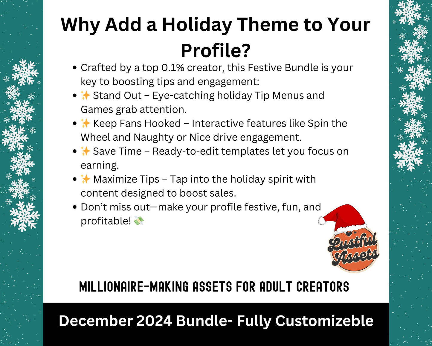 ONLYFANS December Themed Templates| Onlyfans Holiday Ideas kit, Christmas Game Theme Canva Creators camgirls, OF Fansly Snap Template Script