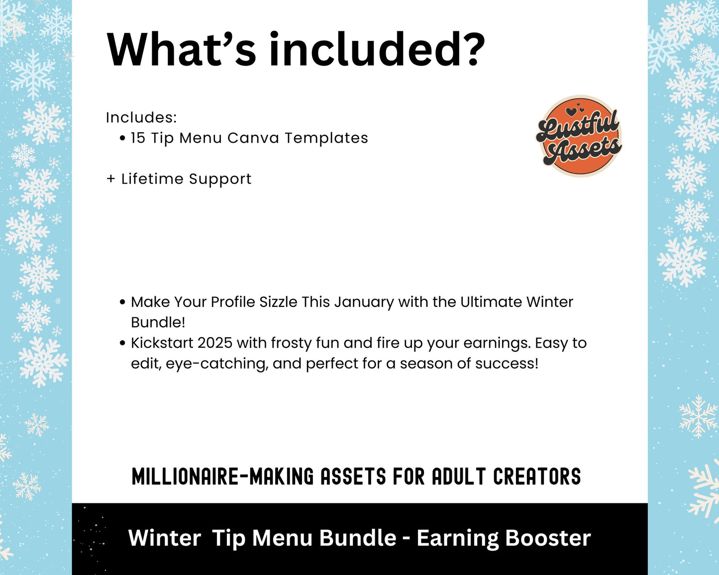 ONLYFANS Tip Menu Winter Themed Bundle | Onlyfans Tipping Menu Game, Theme Canva Creators camgirls, OF Fansly Snap Template New Year