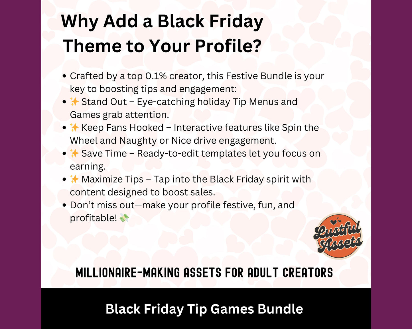 ONLYFANS Black Friday Tipping game Bundle| Onlyfans Tip Game Idea Templates, OF, Fansly Snapchat, camgirls, Content creators Bundle Theme