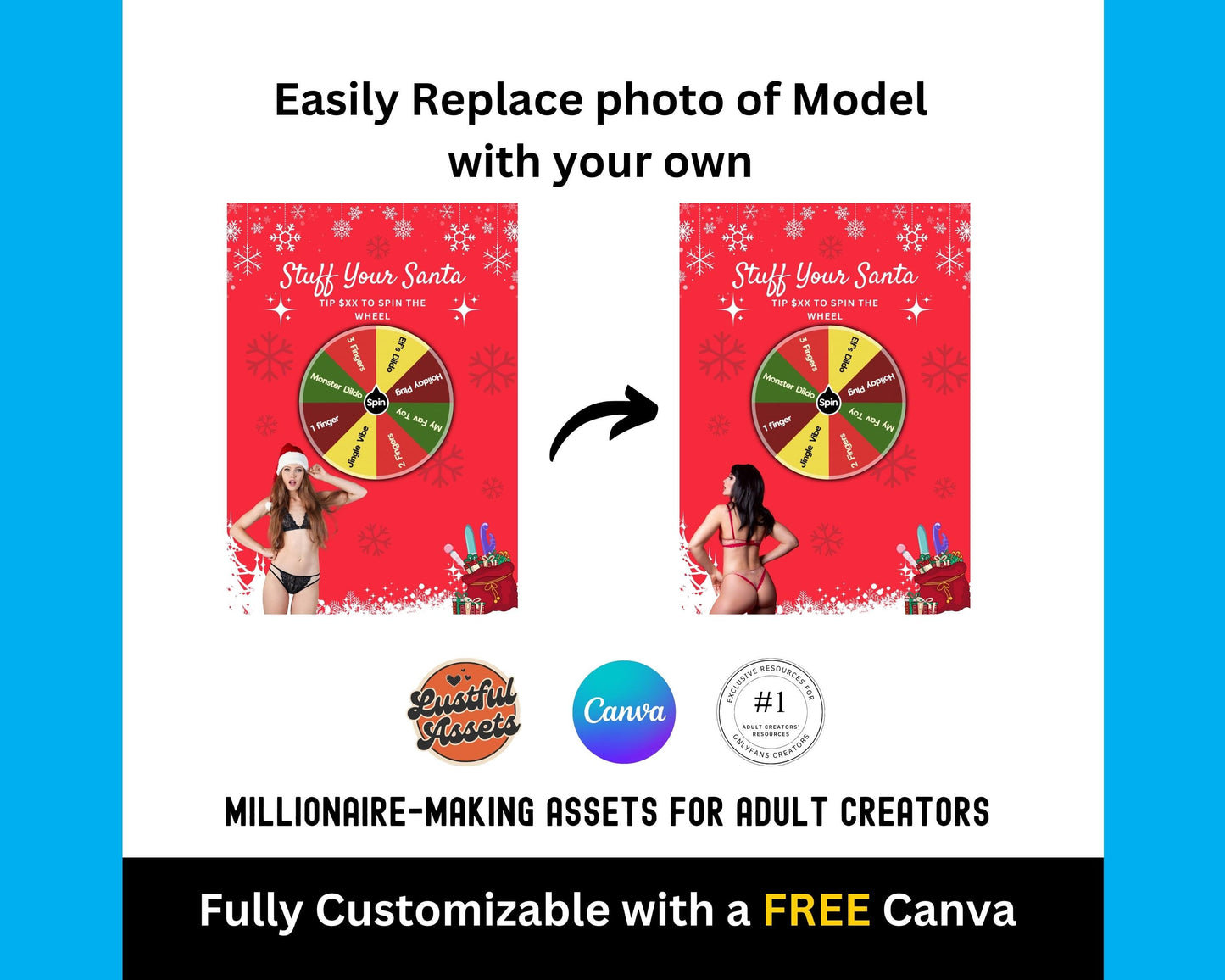 OnlyFans Christmas Bundle | Promo Graphic Tip Game, Spinning Wheel, Tip Menu, Editable Canva Template, Creators camgirls| OF, Fansly Custom