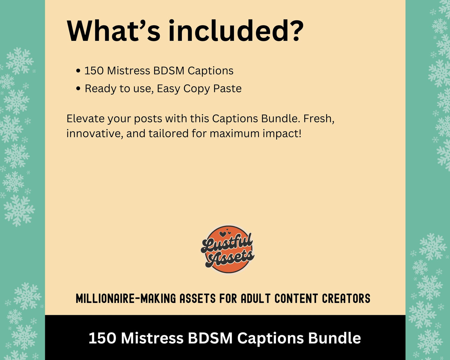 ONLYFANS Mistress BDSM Captions Bundle | Perfect for BDSM domme Posts, Only Fans ppv & Mass Messages ideas, Scripts, camgirls, Fansly Snap