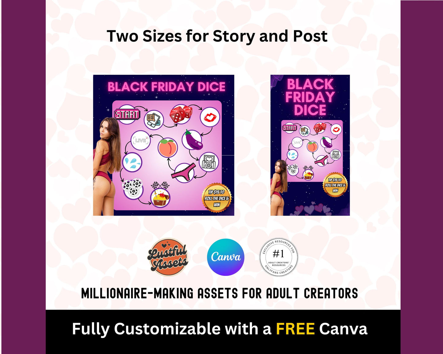 ONLYFANS Black Friday Tipping game, Dice | Onlyfans Tip Game Idea Templates, OF, Fansly Snapchat, camgirls, Content creators Bundle Theme