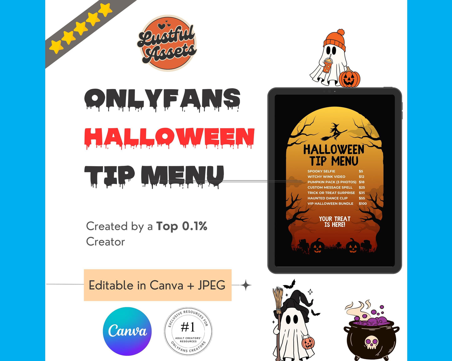 OnlyFans Tip Menu for Halloween | Editable Canva Template | Spooky Digital Tipping Guide for Content Creators| OF, Fansly | custom menu