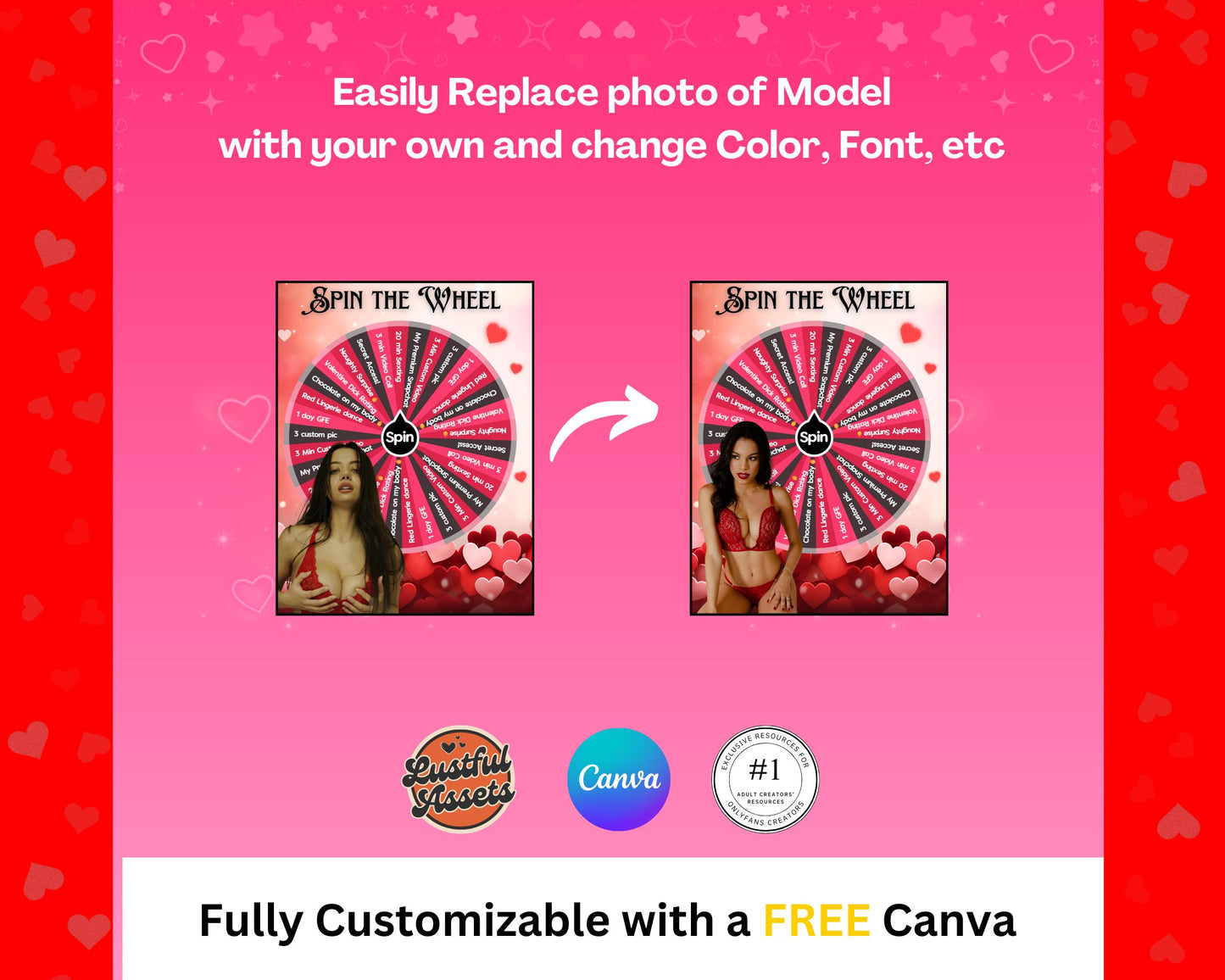 ONLYFANS Valentine's Spinning Wheel Tipping Game Bundle| Onlyfans Tip game idea, Templates bundle, Valentine's Tip, Camgirls, Fansly Snap