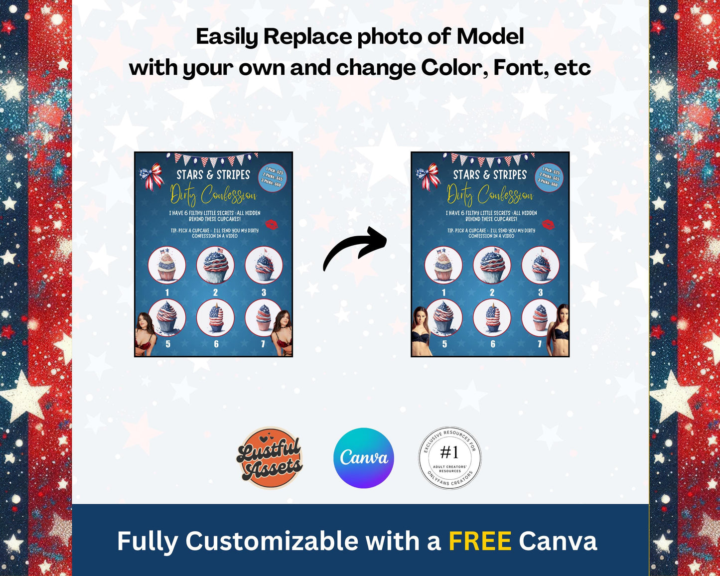 OnlyFans July 4th Tip Game Animated Flyer | Independence Day Theme Canva Template for adult content Creators, Camgirls & Fansly Snapchat