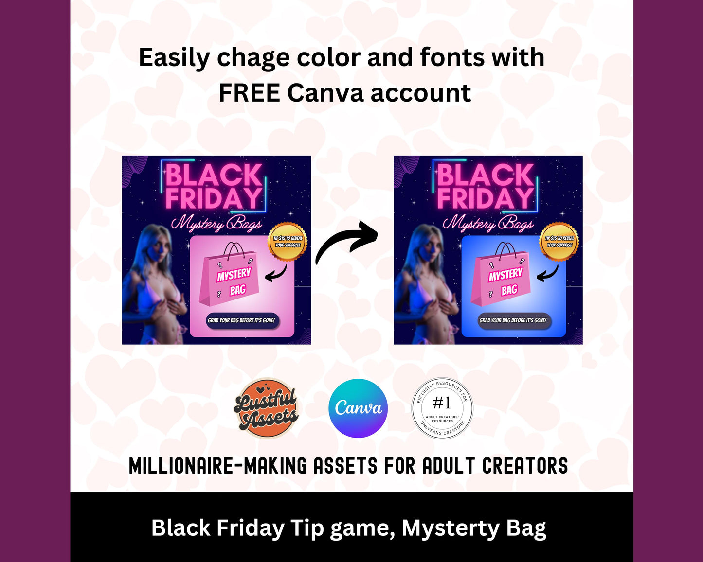 ONLYFANS Black Friday Tipping game, Mystery Bag | Onlyfans Tip Game Idea Templates, OF, Fansly Snapchat, camgirls, Content creators Bundle