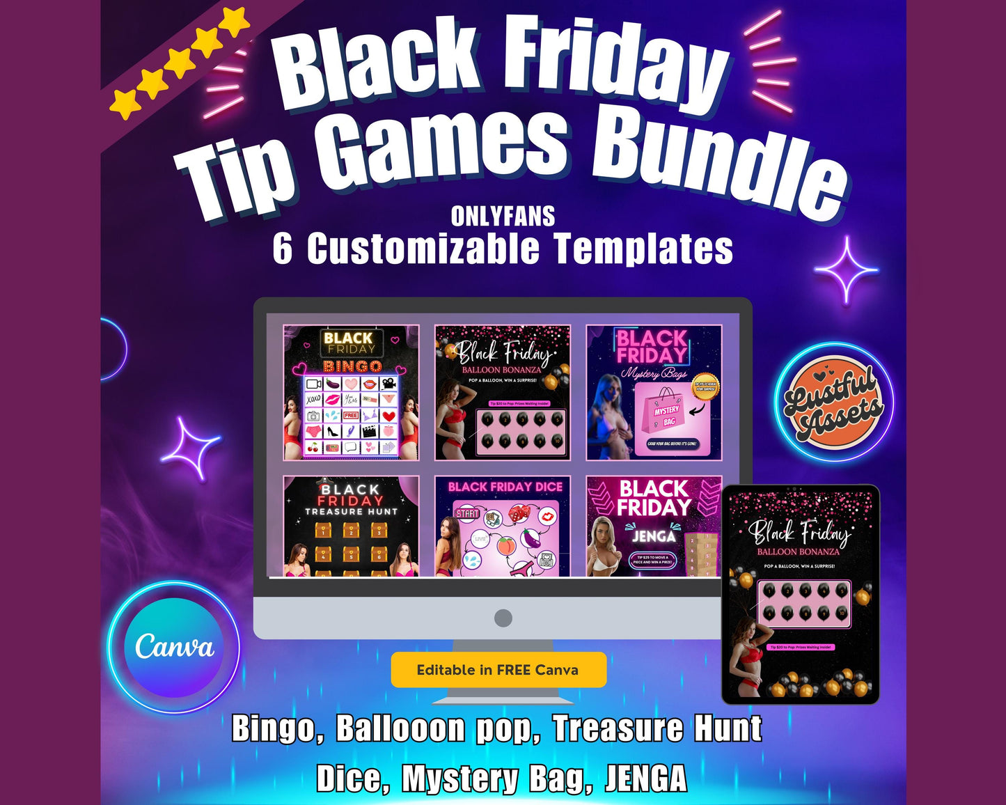 ONLYFANS Black Friday Tipping game Bundle| Onlyfans Tip Game Idea Templates, OF, Fansly Snapchat, camgirls, Content creators Bundle Theme