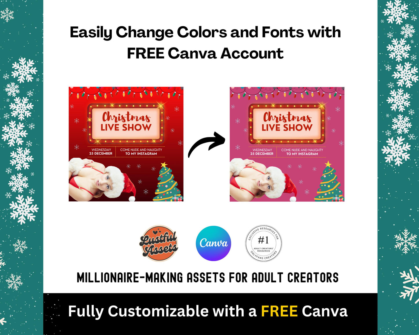 ONLYFANS Christmas Animated Flyers Bundle| December Themed Templates, Onlyfans Holiday Ideas, Christmas Tip Canva, Camgirls, OF, Fansly Snap