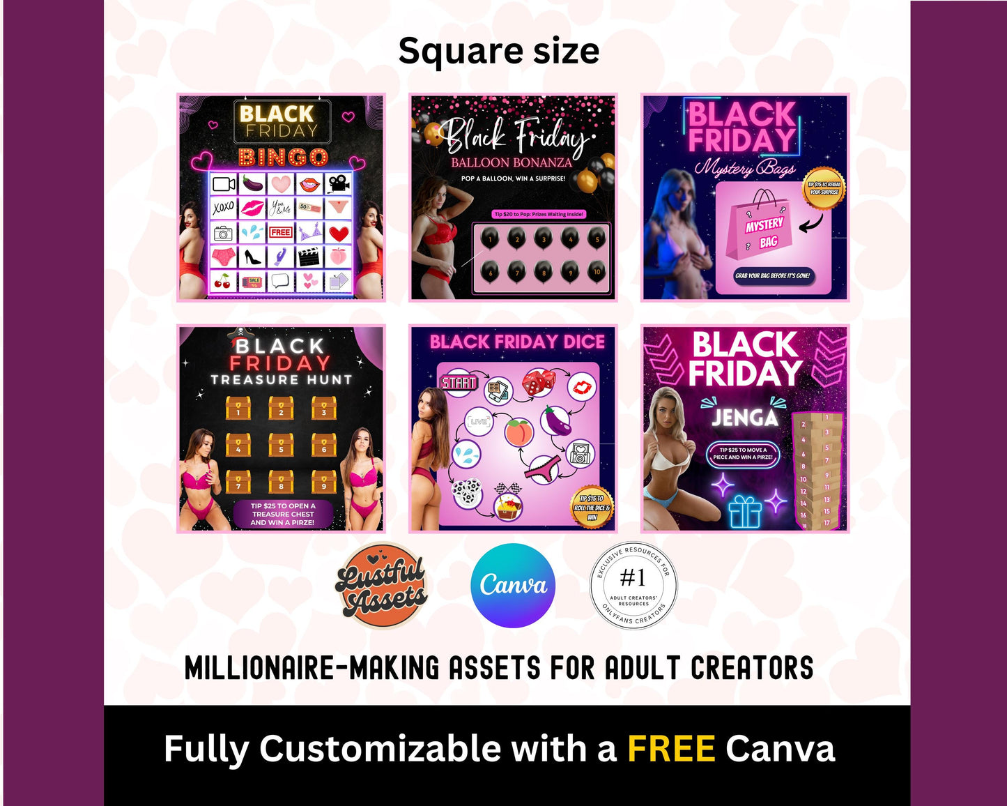 ONLYFANS Black Friday Tipping game Bundle| Onlyfans Tip Game Idea Templates, OF, Fansly Snapchat, camgirls, Content creators Bundle Theme