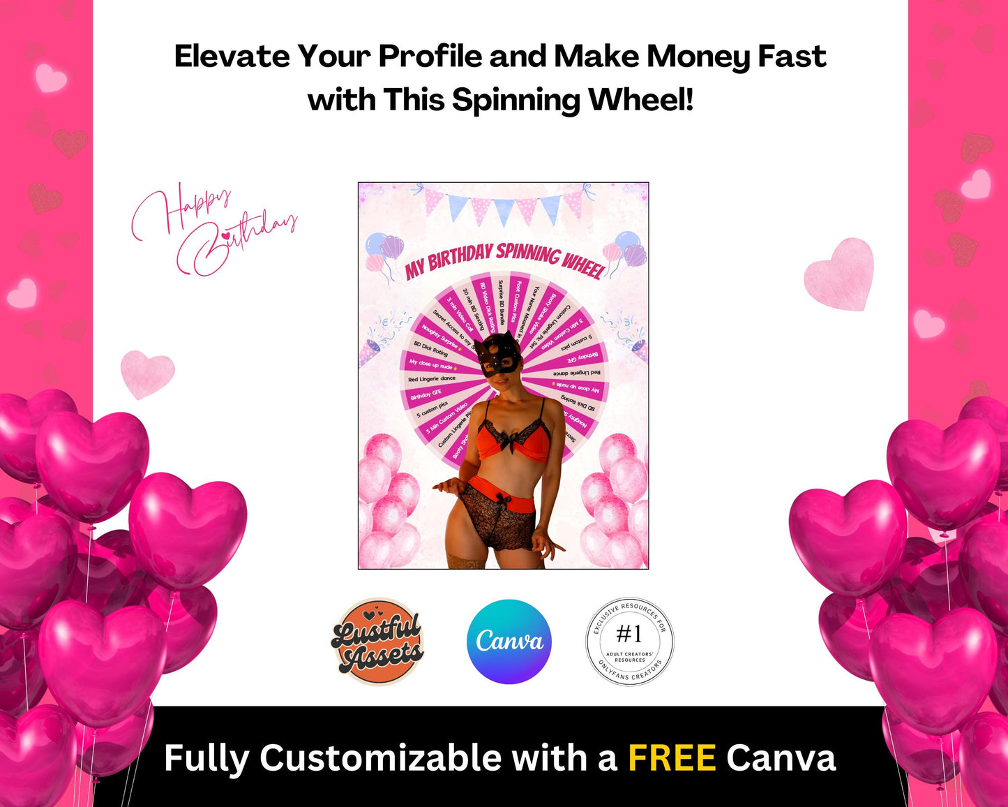 ONLYFANS Birthday Spin The Wheel Tip Game Template| Only fans Promo Graphic Tipping game idea Templates, Camgirls, Fansly Snapchat Marketing