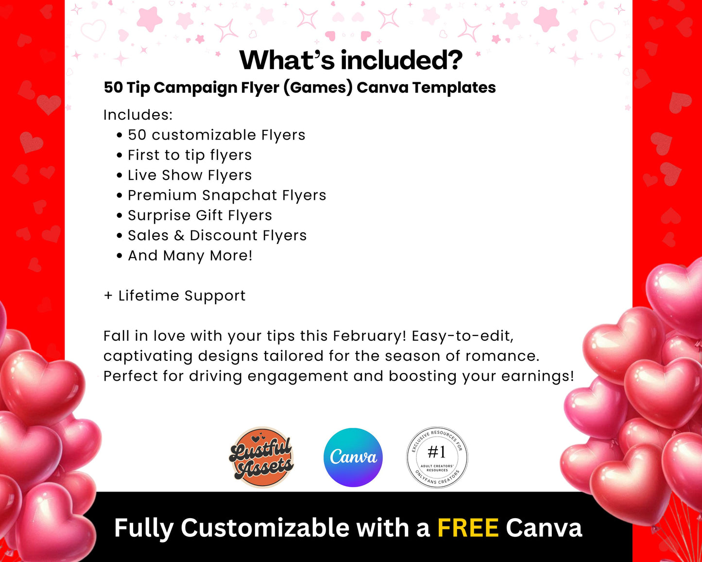 ONLYFANS Valentine's Tip Game Campaign Flyers February| Onlyfans Tipping, Templates bundle, promo Content for Camgirls, Fansly Snap OF
