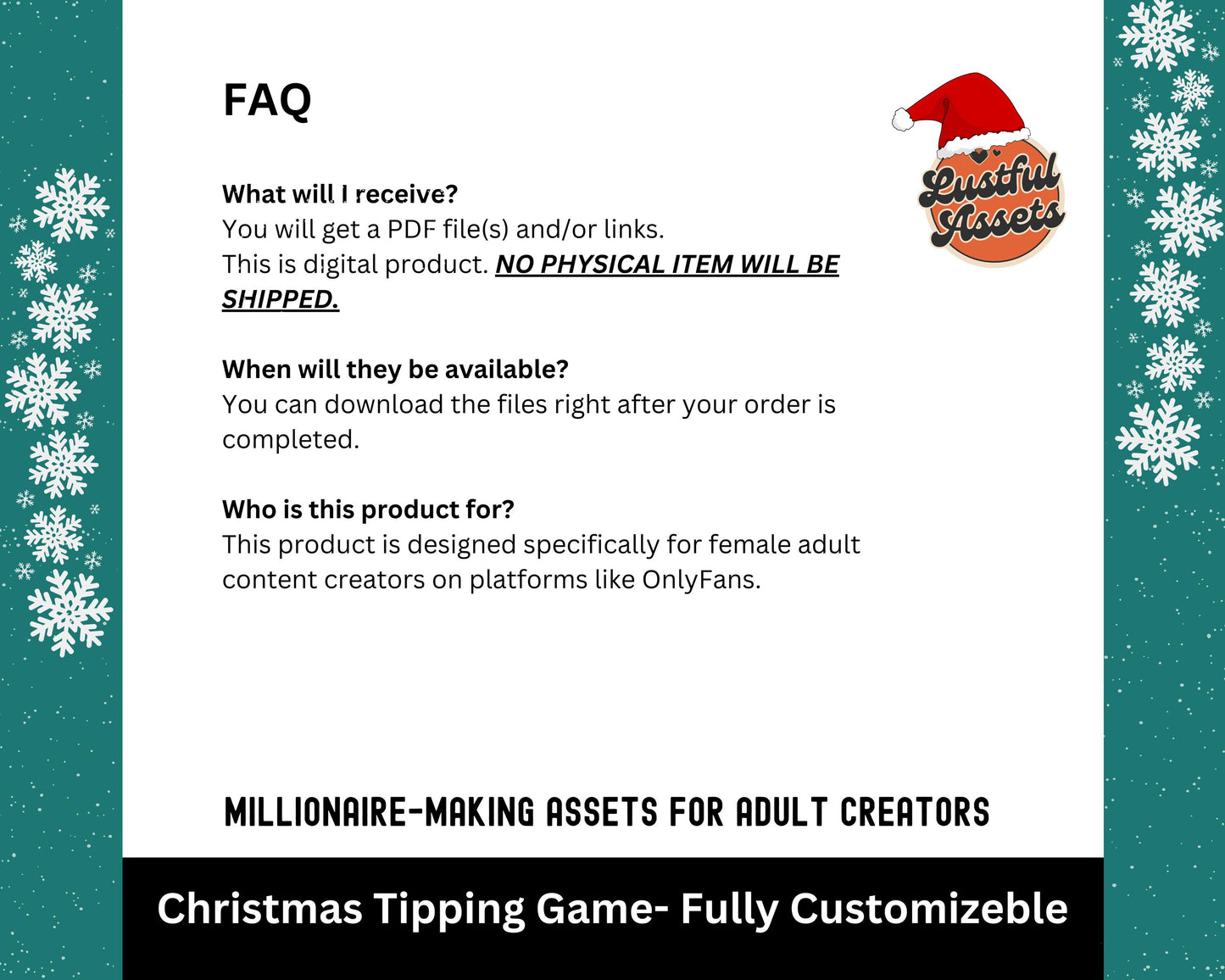 ONLYFANS Christmas Tipping Games Bundle| Onlyfans games, Holiday Ideas, December Templates, Christmas Tip game, Camgirls, OF, Fansly Snap